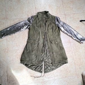 New York & company green sequence jacket